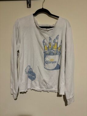 Corona White sweatshirt  with Yellow & Blue Graphic